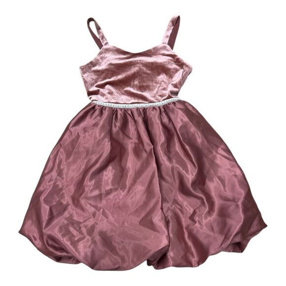 Speechless Amber Velvet and Satin Bubble Dress with Bow Trim 14 - Picture 1 of 2